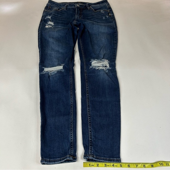 Silver Jeans Women’s Suki Skinny W29/L29 Dark Wash Distressed Blue Denim #1536 - Picture 2 of 14